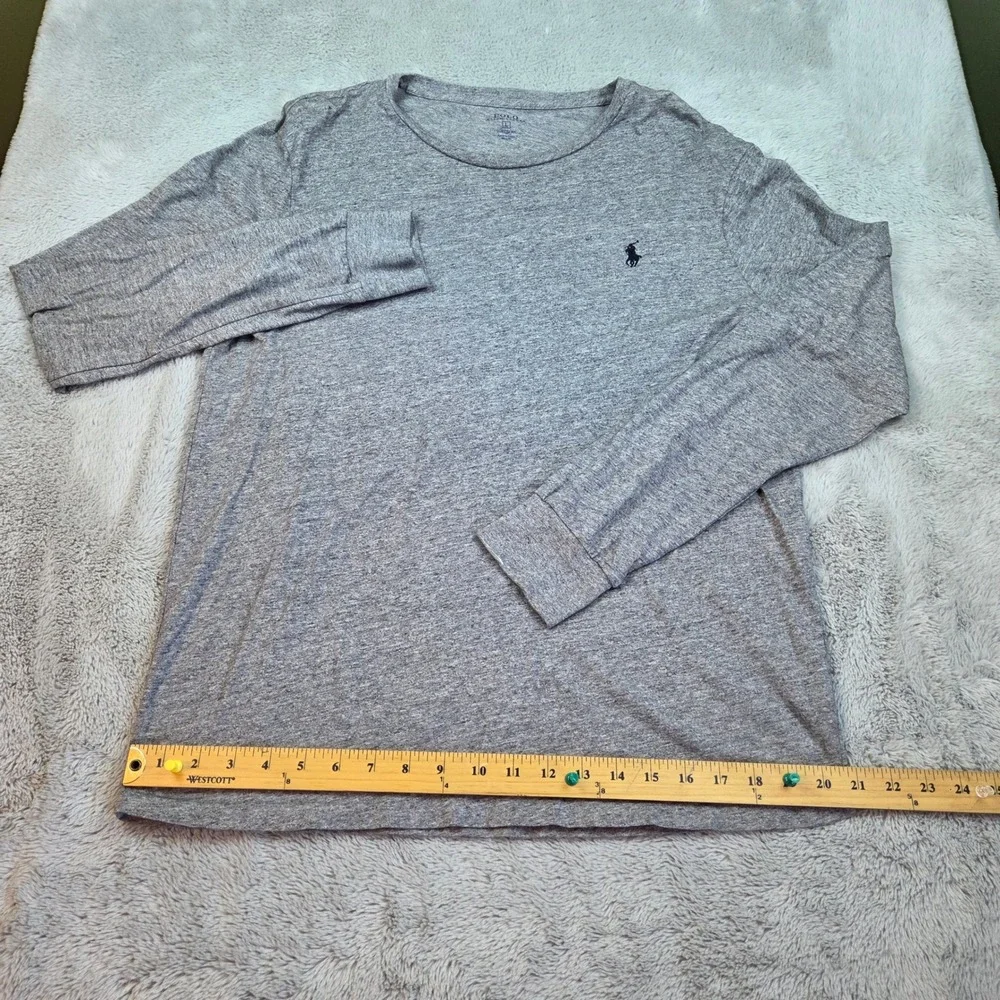Polo Ralph Lauren T-Shirt Mens L Custom Fit Long Sleeve Pony Logo Heather Gray